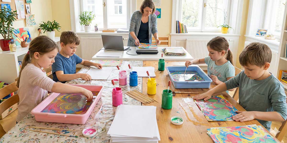 MiniMakerKids –marmorieren und digitalisieren